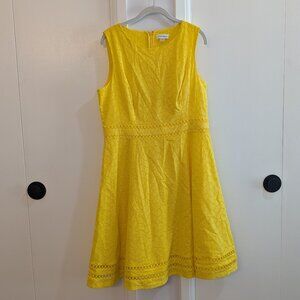 Calvin Klein Yellow Lace Overlay Dress Size 12
